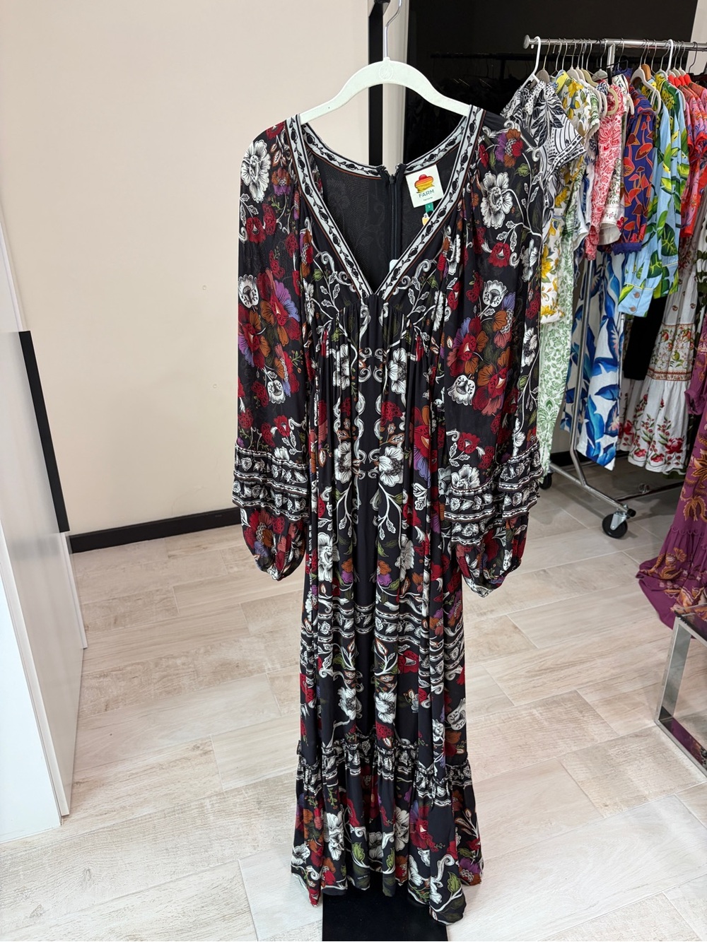 Farm Rio: Black Rococo Flowers Ruffled Maxi
Dress - Picture 4 of 12